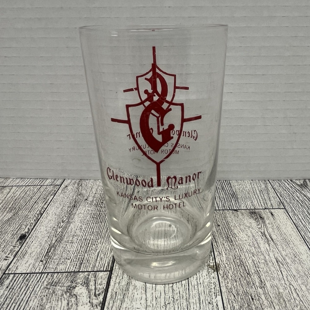 Vintage Glenwood Manor Motor Hotel Glass Kansas City Luxury Mid Century Tumbler
